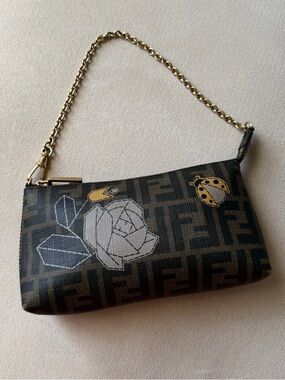 Rare Fendi Zucca Spalmati Rose Ladybug Pochette